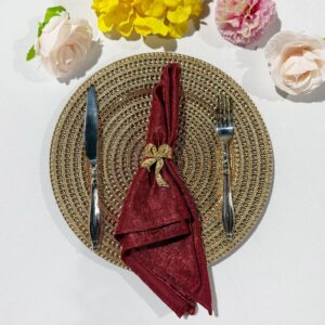 Alternative view of 5 pcs/pk Crinkle Shimmer Napkin 20"x20" - Burgundy