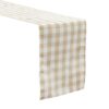 Gingham Checkered Polyester Table Runner - Beige & White