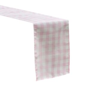 Gingham Checkered Polyester Table Runner - Pink & White
