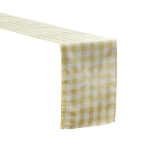 Gingham Checkered Polyester Table Runner - Yellow & White