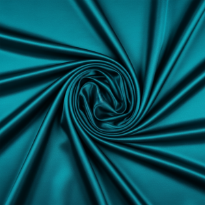 Alternative view of Square 90"x90" Satin Table Overlay - Peacock