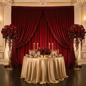 Alternative view of Velvet 10ft H x 52" W Drape/Backdrop Curtain Panel - Apple Red