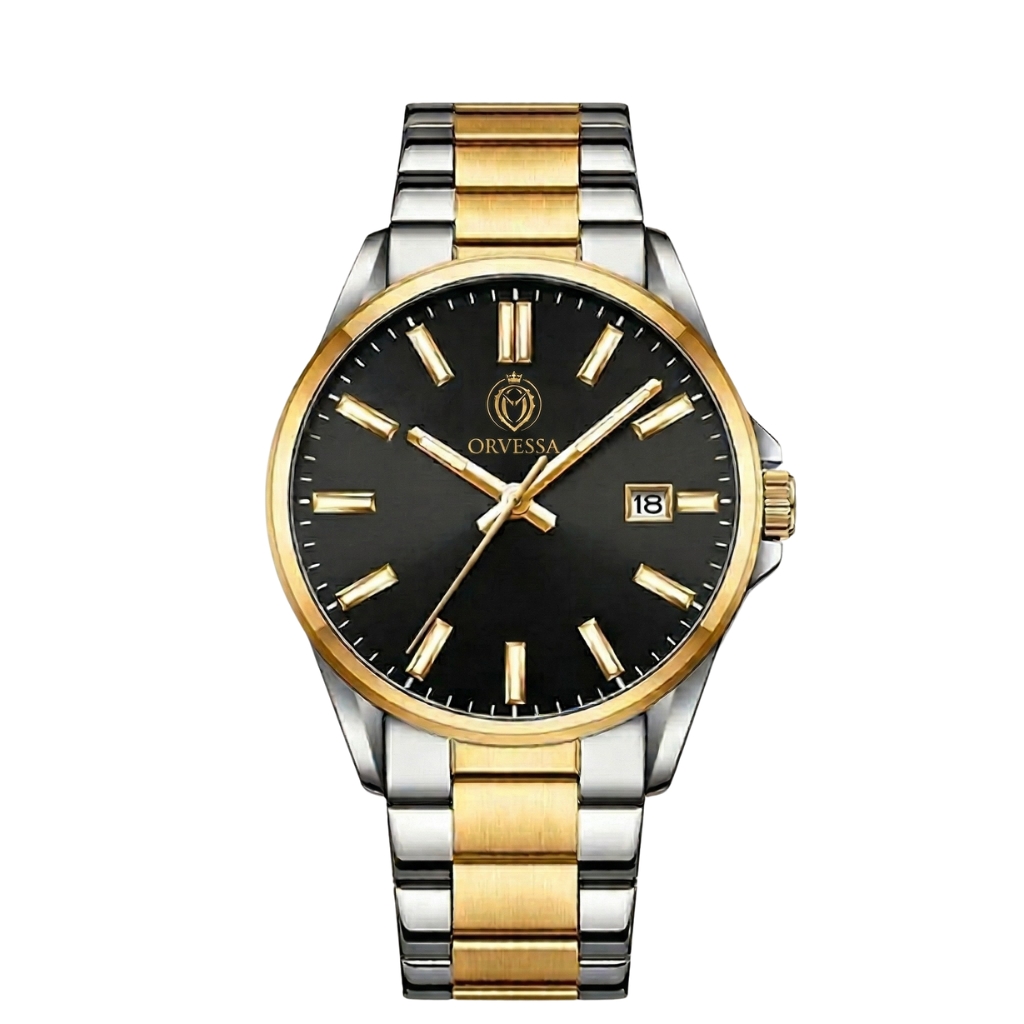 Orvessa 9090 Men’s Stainless Steel Watch - Silver Analog Quartz - 42mm