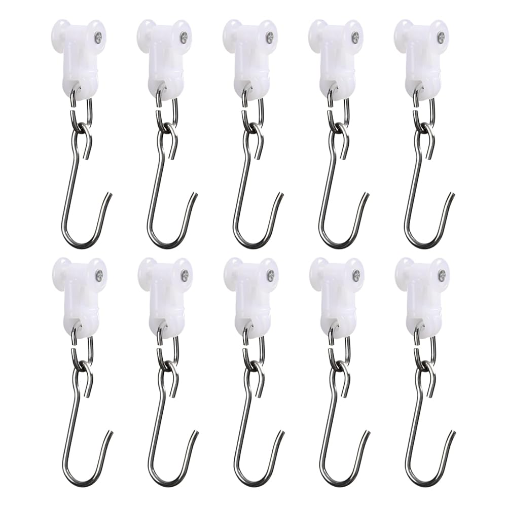 Metal Roller Hooks 10pcs for Curtain Track Ceiling Mount Curtain Rail
