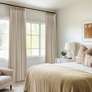 Seren Chenille Oat Latte Blackout Soundproof Curtains Heavyweight Classic Custom Drapes