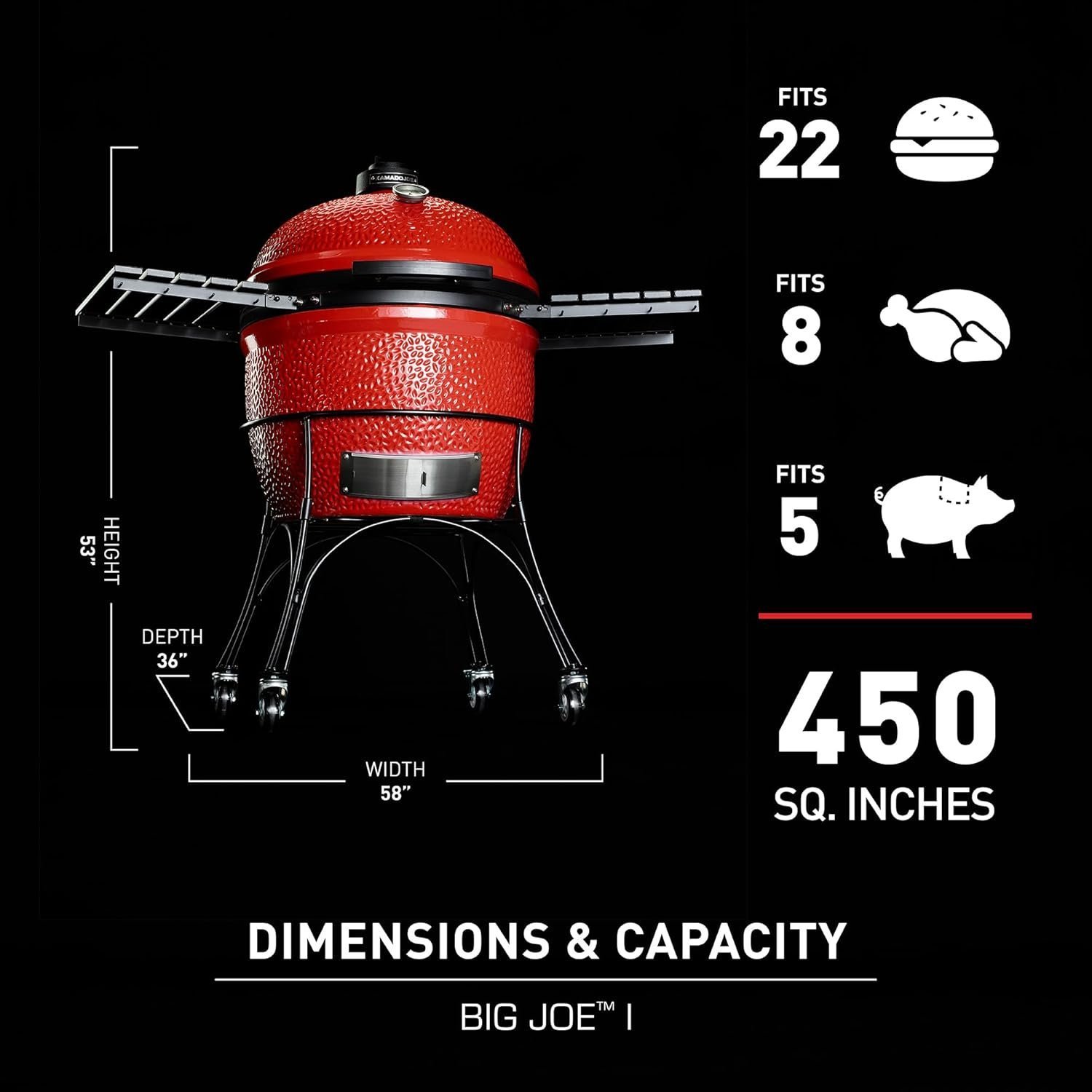 Alternative view of Kamado Joe Big Joe I 24 in. Blaze Red Ceramic Charcoal Grill