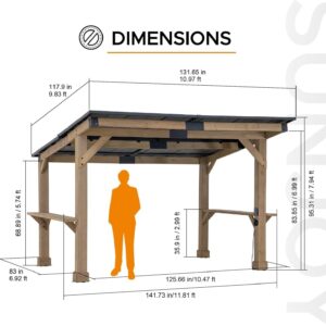 Alternative view of SUNJOY 10 ft. x 12 ft. Matte Black Cedar Framed Wooden Gazebo