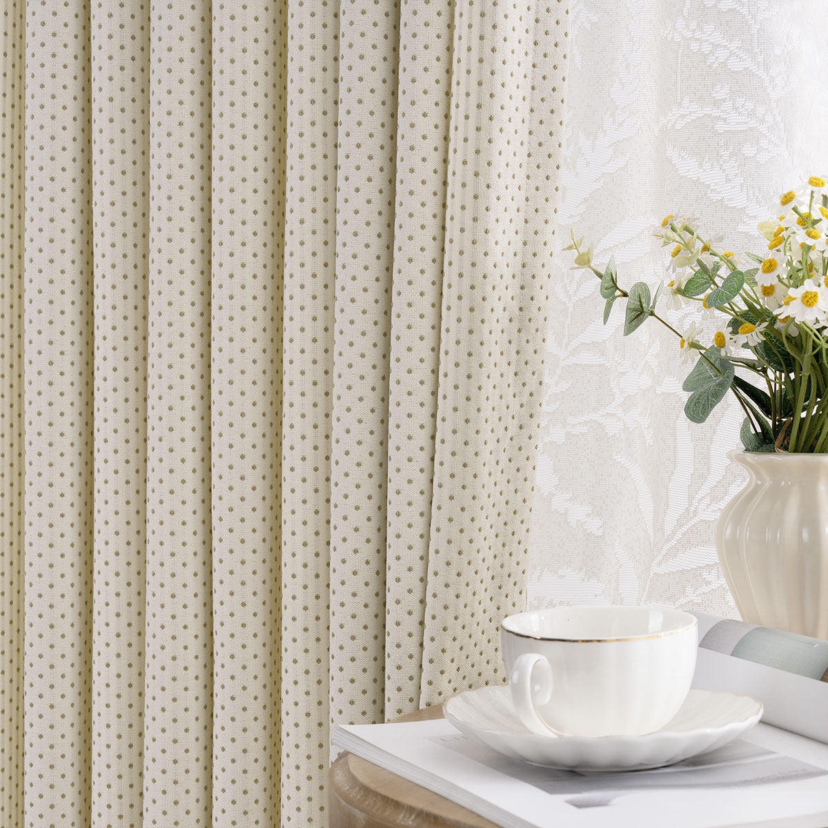 Cecile Wool Curtains Luxury Jacquard Heavyweight Classic Custom Drapes | Grey Blue